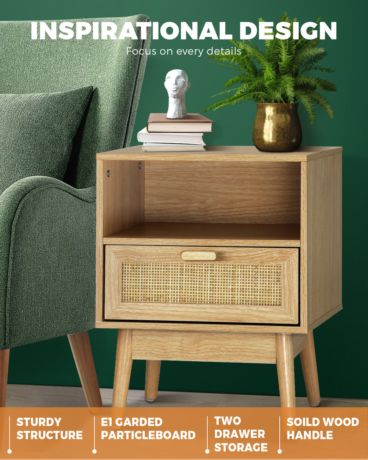 Rattan Bedside Table