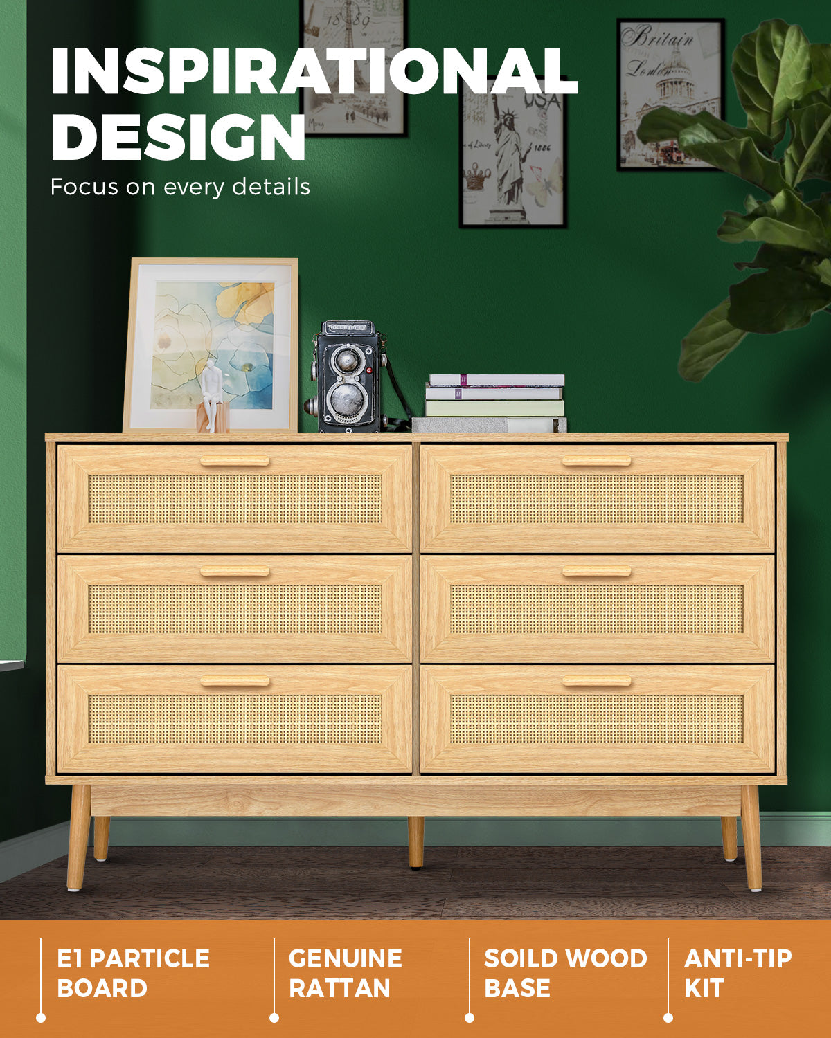 RATTAN SET OF DRAWERS