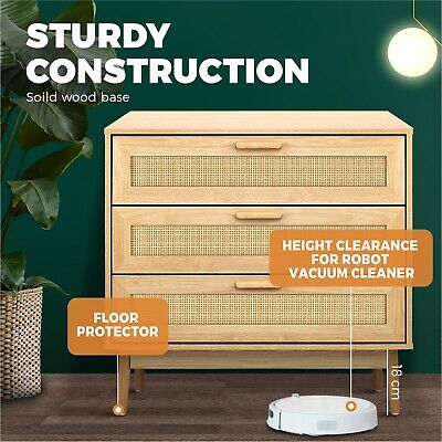 Rattan Chest of 3 Drawers